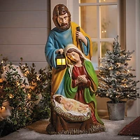 32 1/4" Light-Up Nativity Holy Family with LED Lantern Christmas Decoration