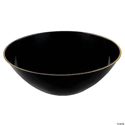 32 oz. Black with Gold Rim Organic Round Disposable Plastic Bowls (25 Bowls)