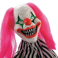 35 1/2" Animated Standing Clown with Pink Hair & Leather Shoes Halloween Decoration