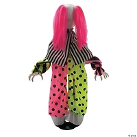 35 1/2" Animated Standing Clown with Pink Hair & Leather Shoes Halloween Decoration