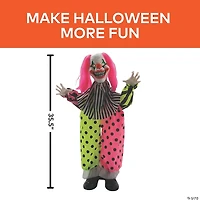 35 1/2" Animated Standing Clown with Pink Hair & Leather Shoes Halloween Decoration