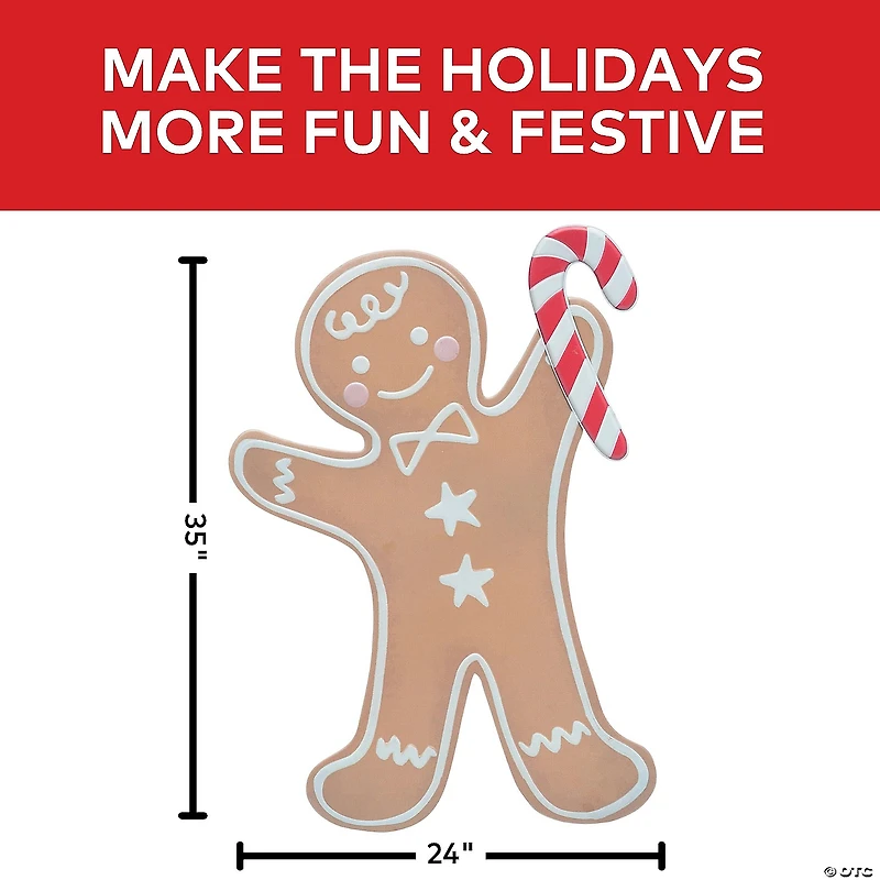 35 3/4" Iron Gingerbread Boy Christmas Decoration