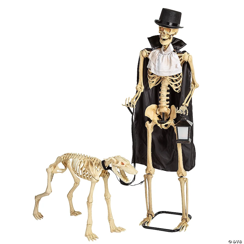 36 1/2" x 62 1/4" Animated Skeleton & Dog Halloween Decorations