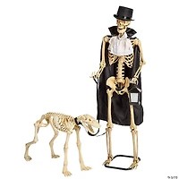 36 1/2" x 62 1/4" Animated Skeleton & Dog Halloween Decorations