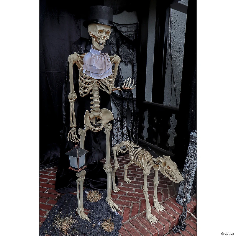 36 1/2" x 62 1/4" Animated Skeleton & Dog Halloween Decorations
