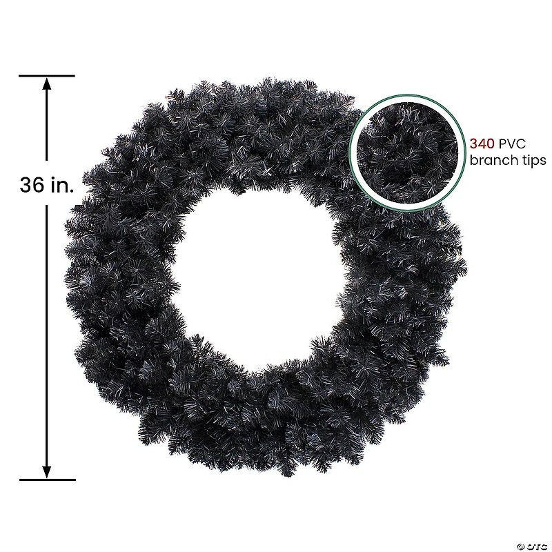 36" Black Colorado Spruce Artificial Halloween Wreath - Unlit