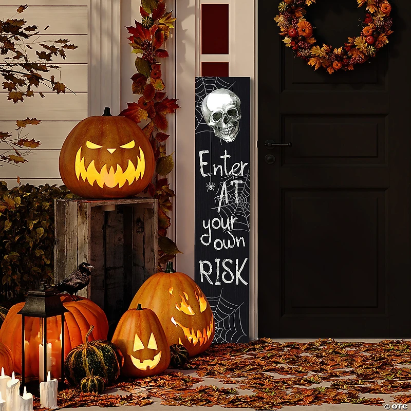 36" Enter at Your Own Risk Wooden Halloween Porch Board Sign Decoration