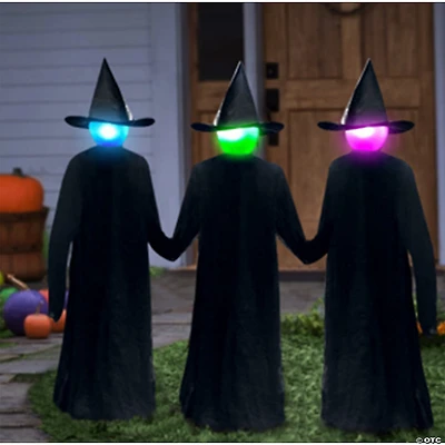 36" Witty Witches with Cauldron Decoration - Set of 3