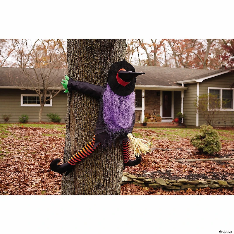 36" Wrong Way Witch Tree Hugger Outdoor Halloween Decoration
