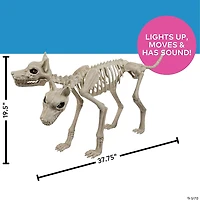 37 3/4" Animated Two-Headed Doberman Dog Skeleton Halloween Decoration