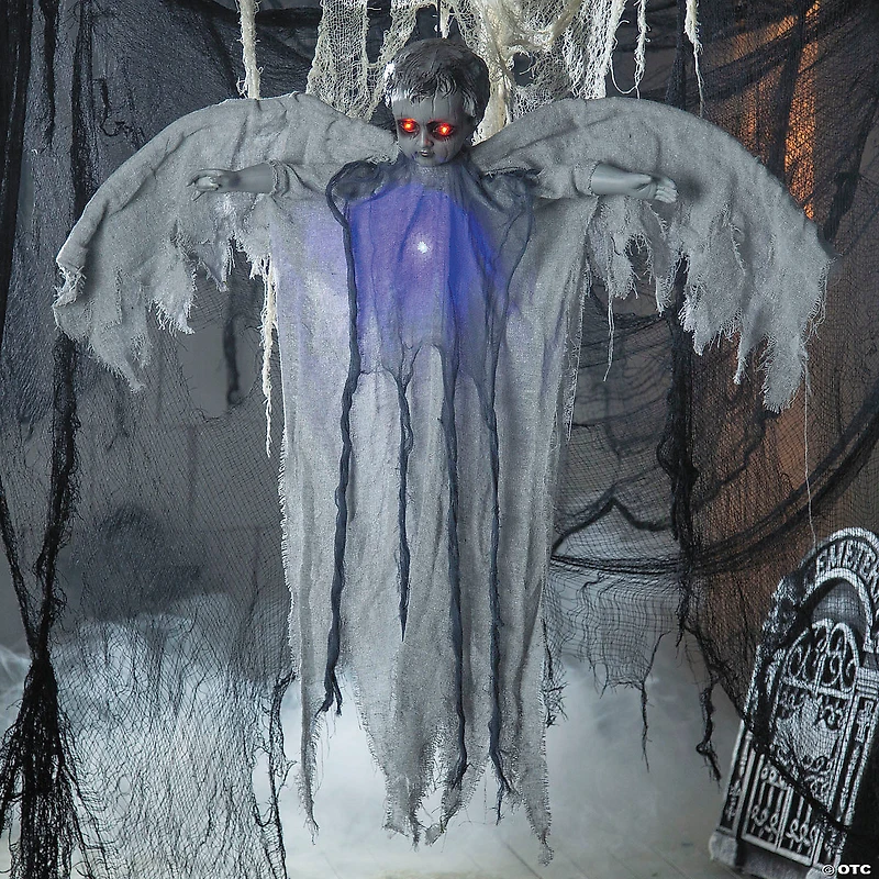 39 1/4" Animated Hanging Light-Up Angel Halloween Decoration