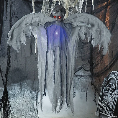 39 1/4" Animated Hanging Light-Up Angel Halloween Decoration