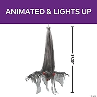39 1/4" Animated Hanging Light-Up Upside-Down Gray Bat Halloween Decoration