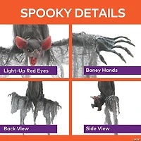 39 1/4" Animated Hanging Light-Up Upside-Down Gray Bat Halloween Decoration