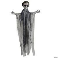 39 1/4" Animated Light-Up Hanging Gray Angel Halloween Decoration