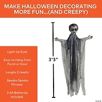 39 1/4" Animated Light-Up Hanging Gray Angel Halloween Decoration