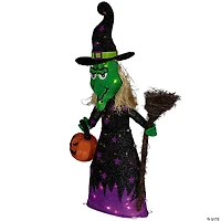 39" LED Lighted Witch with Broom Outdoor Halloween Decoration