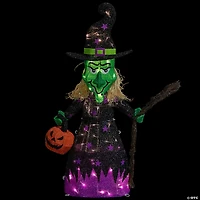 39" LED Lighted Witch with Broom Outdoor Halloween Decoration
