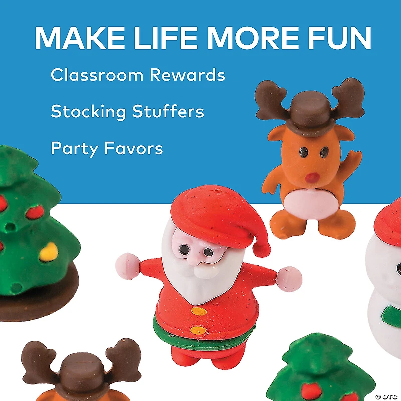 3D Christmas Character Erasers - 24 Pc.