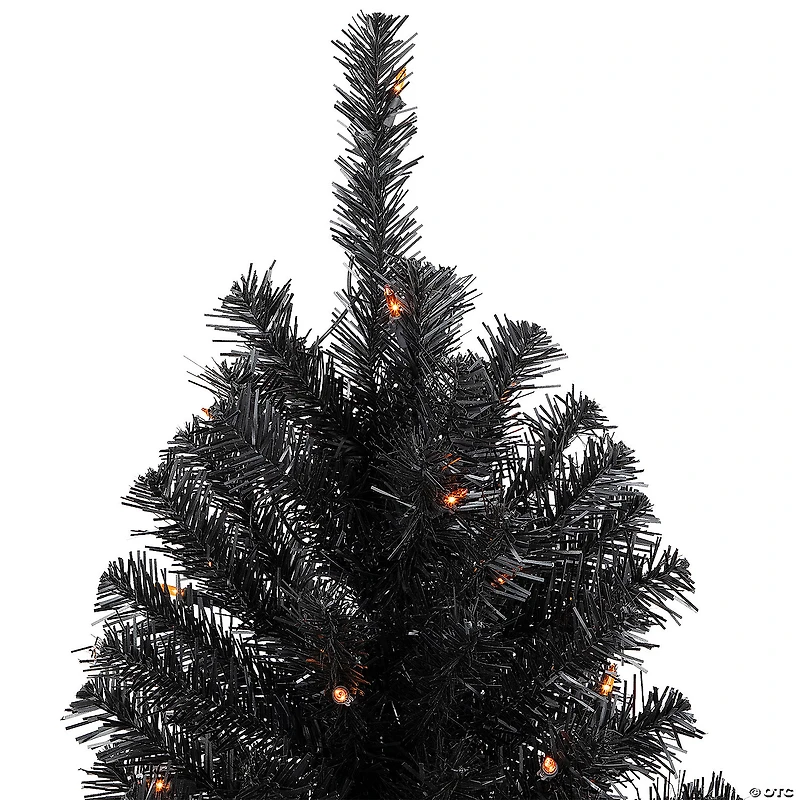 3ft Pre-Lit Black Noble Spruce Artificial Halloween Tree  Orange Lights