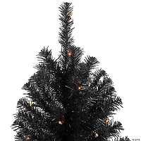 3ft Pre-Lit Black Noble Spruce Artificial Halloween Tree  Orange Lights