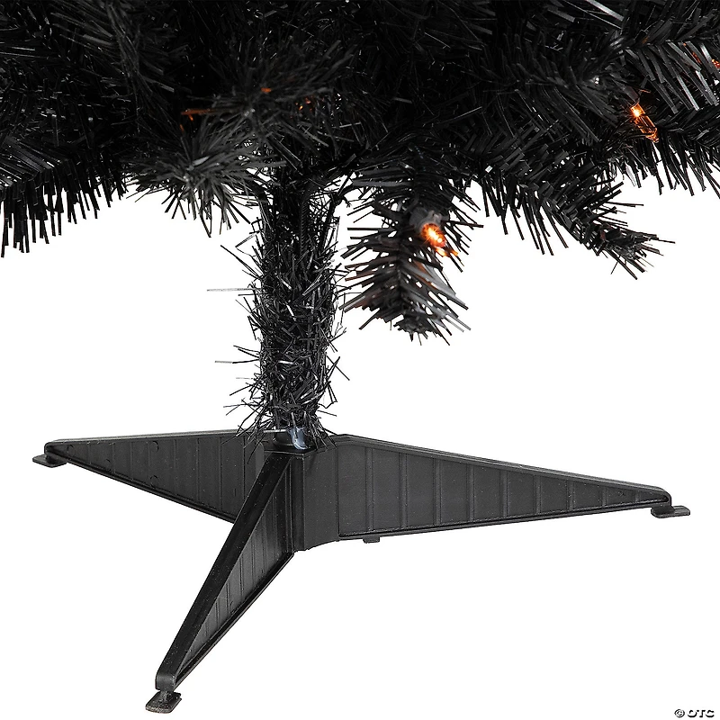 3ft Pre-Lit Black Noble Spruce Artificial Halloween Tree  Orange Lights