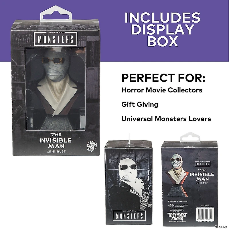 4 1/2" Universal Classic Monsters The Invisible Man™ Collectible Mini Bust Decoration