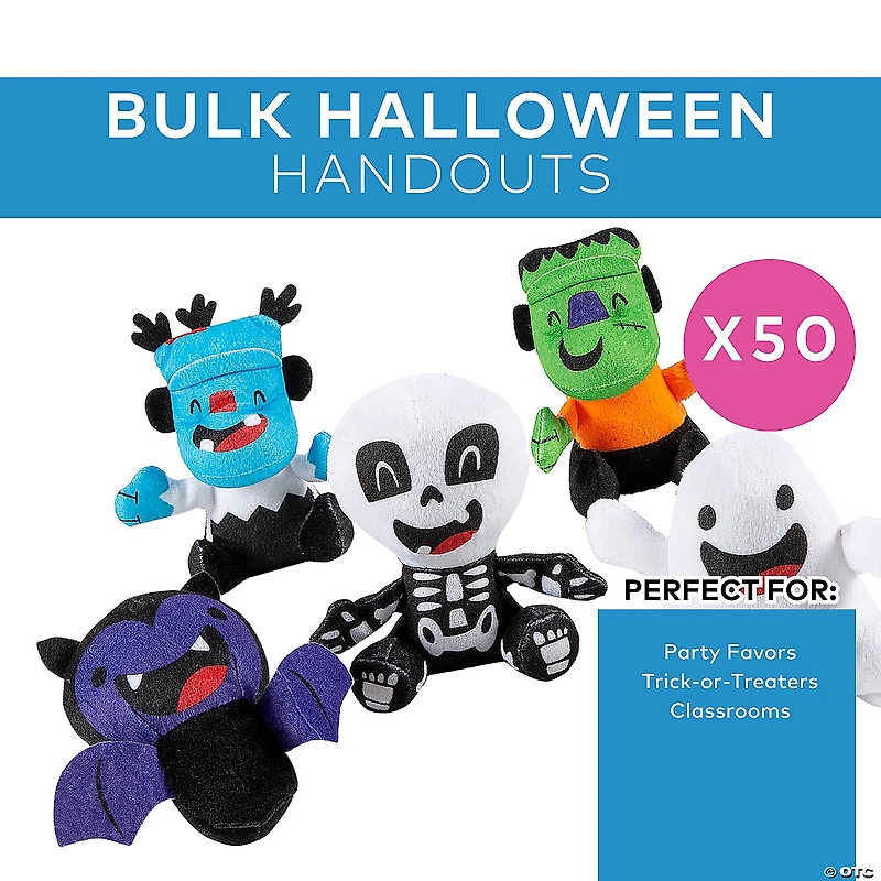 4 3/4" - 6 1/4" Bulk 50 Pc. Halloween Character Stuffed Toy Assortment