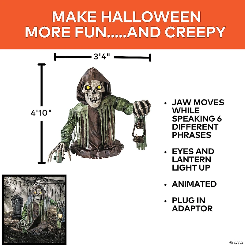 4 Ft. 10" Animated Light-Up Corroded Skeleton Reaper