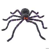 4 Ft. 3" Light-Up Fuzzy Black Spider Halloween Decoration