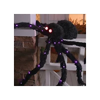 4 Ft. 3" Light-Up Fuzzy Black Spider Halloween Decoration