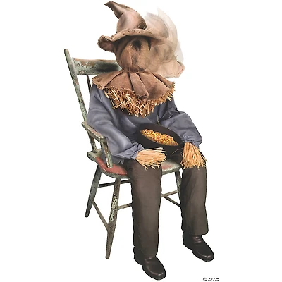 4 Ft. 5" Sitting Animated Scarecrow Prop Halloween Decoration