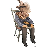 4 Ft. 5" Sitting Animated Scarecrow Prop Halloween Decoration