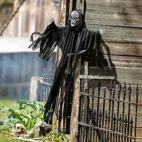 4 Ft. Hanging Animated Black Skeleton Reaper Halloween Decoration