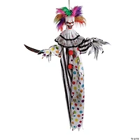 4 Ft. Hanging Animated Clown with Multicolored Hair Halloween Decoration