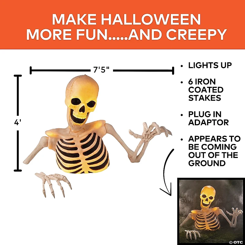 4 Ft. Light-Up Groundbreaker Skeleton Halloween Decoration
