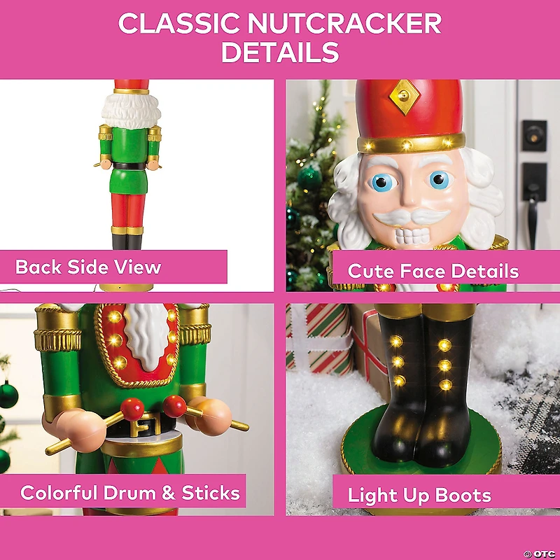 4 Ft. Light-Up Nutcracker with Drumsticks Christmas Decoration
