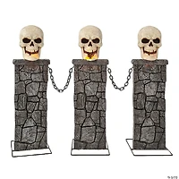 4 Ft. x 3 Ft. Light-Up Skull Pedestal Fence with Chains Halloween Decoration