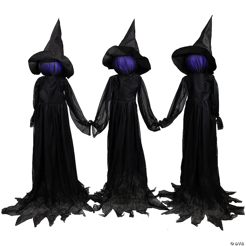 4' Lighted Faceless Witch Trio Outdoor Halloween Stakes