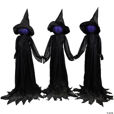4' Lighted Faceless Witch Trio Outdoor Halloween Stakes