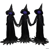 4' Lighted Faceless Witch Trio Outdoor Halloween Stakes