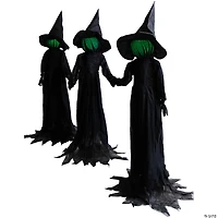 4' Lighted Faceless Witch Trio Outdoor Halloween Stakes