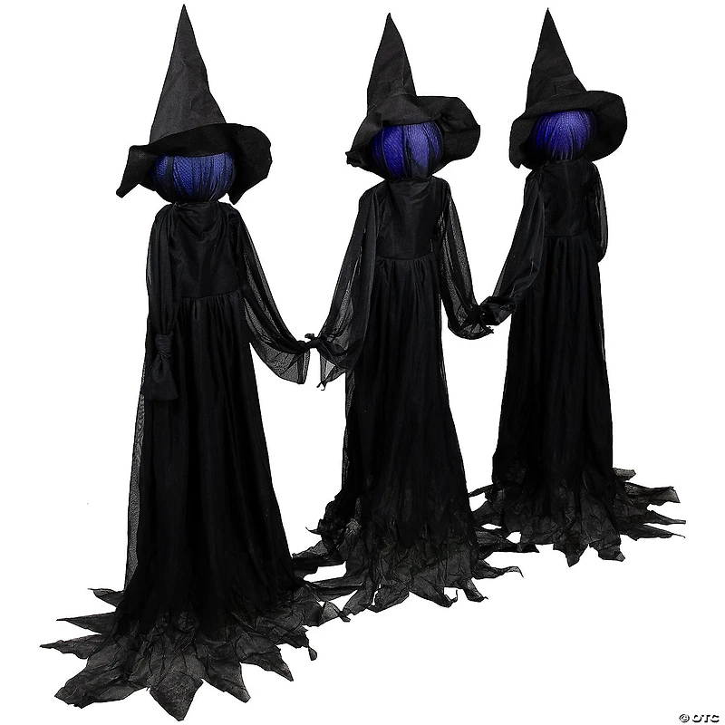 4' Lighted Faceless Witch Trio Outdoor Halloween Stakes