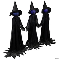 4' Lighted Faceless Witch Trio Outdoor Halloween Stakes