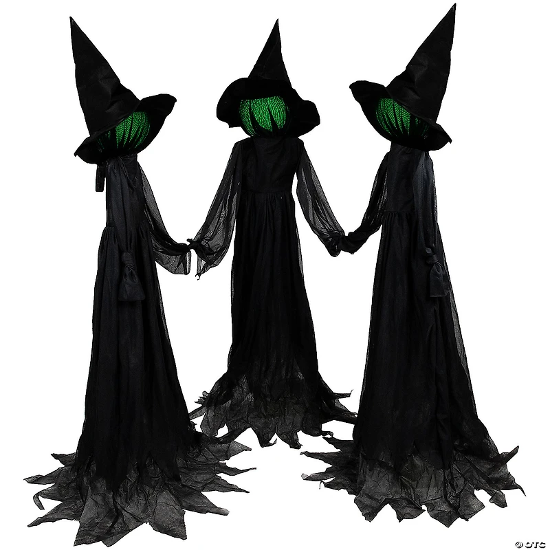 4' Lighted Faceless Witch Trio Outdoor Halloween Stakes