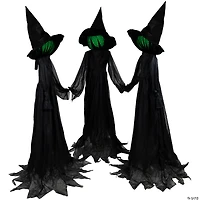 4' Lighted Faceless Witch Trio Outdoor Halloween Stakes
