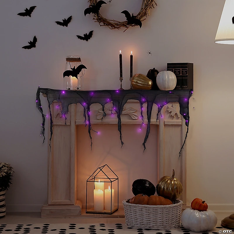 4' x 2' Pre-Lit Purple LED Halloween Gauze Drape Lights