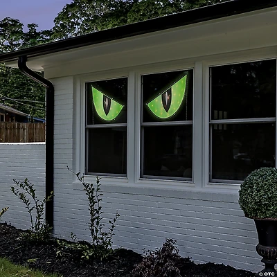 42" Lighted and Black Eyes Halloween Window Silhouette Decoration