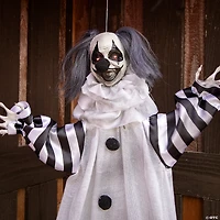 43 1/4" Black and White Animated Light-Up Clown Halloween Decoration