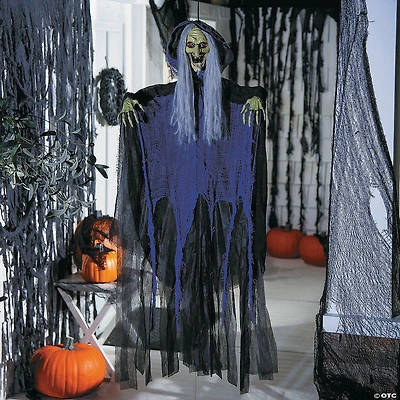 43 1/4" Hanging White-Haired Witch Halloween Decoration
